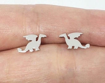 Dinosaur Earrings Sterling Silver | Cute Fun Earrings Daughter Sister Teacher Gift Present for Her Wife Girlfriend Coworker Student Roommate