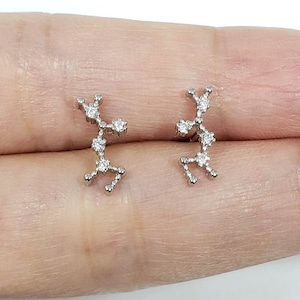 Sagittarius Earrings Zodiac Constellation Earrings Sterling Silver Birthday Earrings Zodiac White Rhinestones Stud Earrings