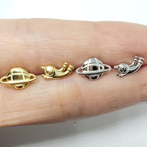 Sterling Silver Astronaut Planet Earrings Gold Silver Saturn Planet Space Stud Earrings