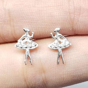 Ballerina Dancer Earrings | Sterling Silver Rose Gold Dance Lover Earring Daughter Gift Sister Present Cousin Friend Teacher Dancer Student