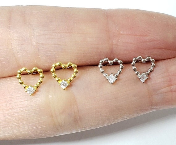 ピアス STONEHENgE Luvit 14K Heart Earrings Sterling Silver Heart Earrings Gold or Silver Rhinestone