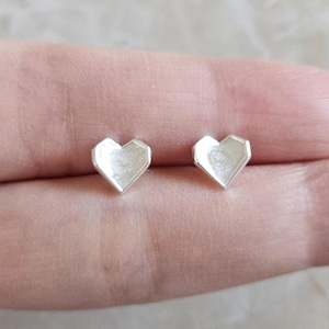 Sterling Silver Heart Earrings | Valentine Birthday Gift Present for Her Pink White Geometric Earring Daughter Sister Wife Girlfriend Friend