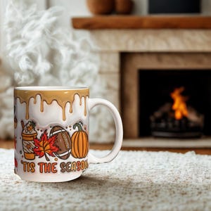 3D &quot;Tis the Season&quot; Coffee Mug – Thanksgiving Pumpkin Design