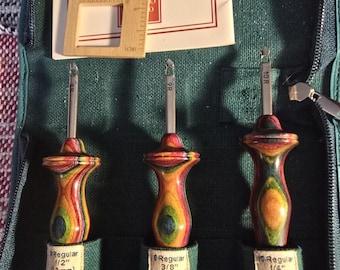 The Oxford Punch Needle Set #8 #9 #10 Regular Point for Punch Needle, Rug Hooking, Ergonomic Colorful Wood Handle