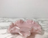 Vintage Silver Rose Bon Bon Plate by Fenton - Pink Milk Glass