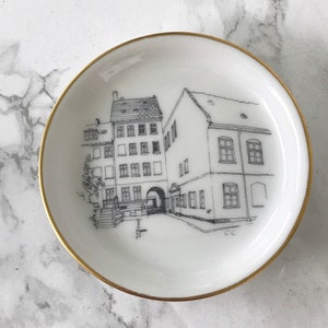 Vintage Dish with Village Illustration by Bing & Grondahl - Jewelry DIsh