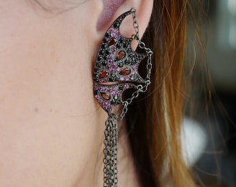 Butterfly Wing Earrings – Sterling Silver Gemstone Statement Earrings