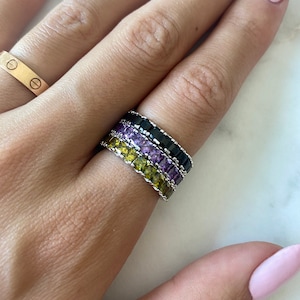 Baguette Eternity Ring with Cubic Zirconia and Sterling Silver
