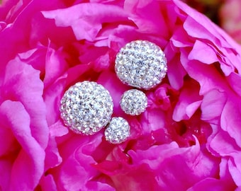 Sparkly Paved Swarovski Crystal Double‑Sided Earrings – Sterling Silver Statement Jewelry