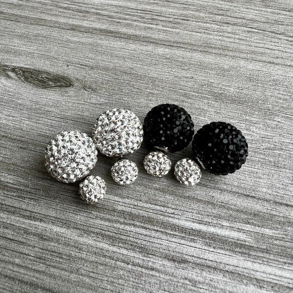 Sparkly Paved Swarovski Crystal and Sterling Silver Double sided