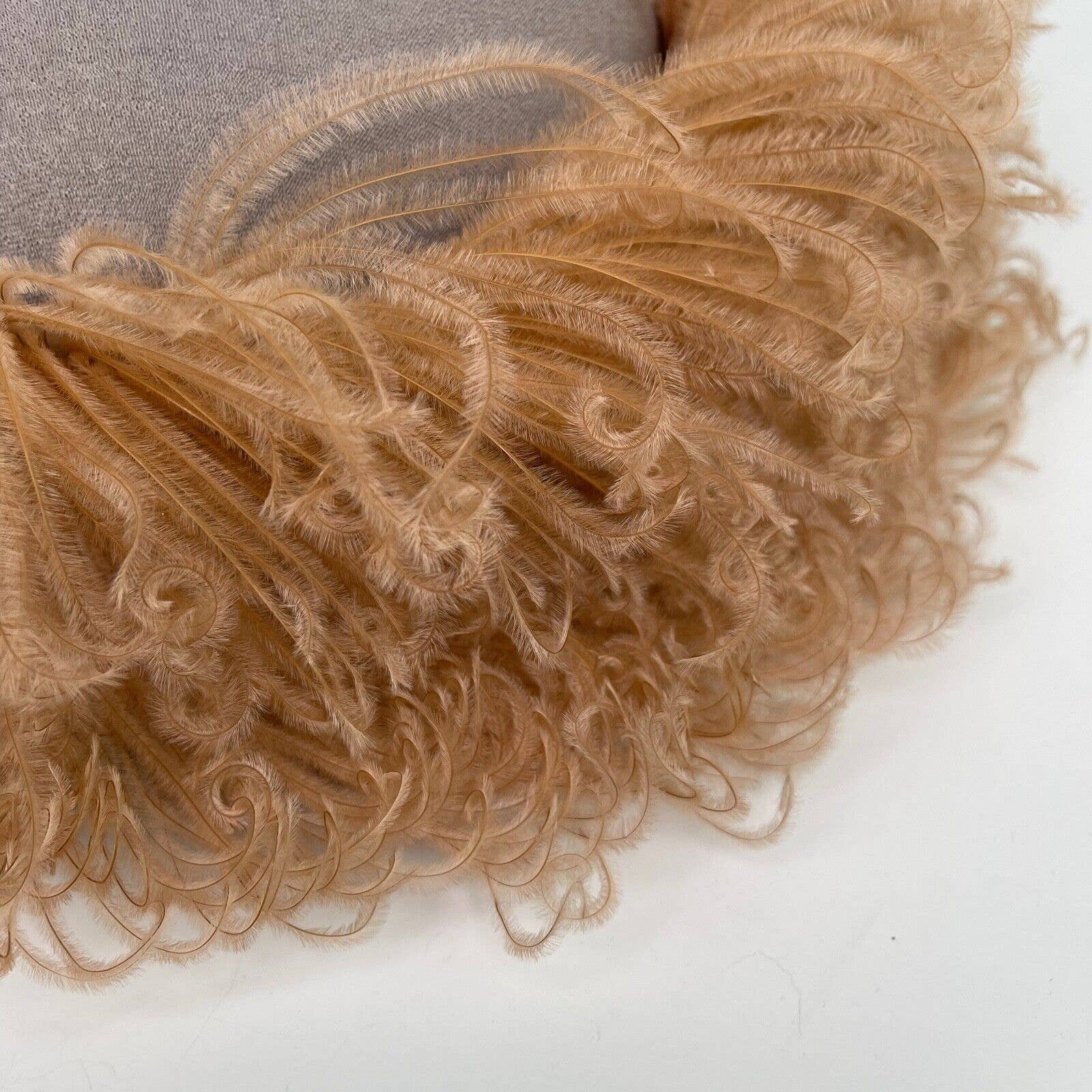 Antique Vintage Millinery Hat Peach Ostrich Plumes Feathers  display picture 3