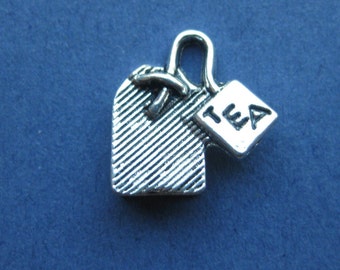 5 Tea Bag Charms - Tea Bag Pendants - Tea Charms - Tea - 3D - 15mm x 15mm -- (X7-10204)