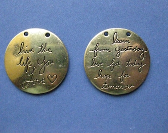 4 Live the Life You Love Charms - Live the Life you Love Pendants - Message Charms - Live the Life you Love -29mm- (No.130-10311)