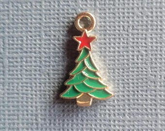 5 Christmas Tree Charms - Christmas Tree Pendants - Christmas Trees - Bright Silver - 20mm x 12mm -- (L8-12467)