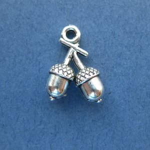 10 Acorn Charms - Acorn Pendants - Acorns - Acorn -  Antique Silver - 14mm x 10mm. -- (No.60-10822)