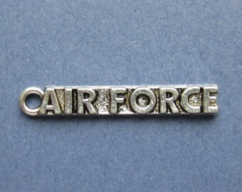 5 Air Force Charms - Air Force Pendants - Airforce - Air Force - Antique Silver - 22mm x 5mm -- (Q2-10670)