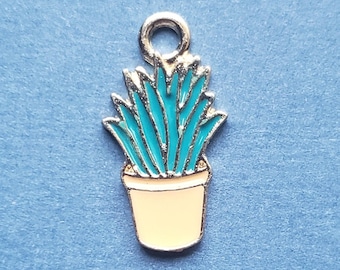 5 Plant Charms - Plant Pendants - Plant - Plant Lover - Enamel Charm - 11mm x 21mm -- (B1-12367)