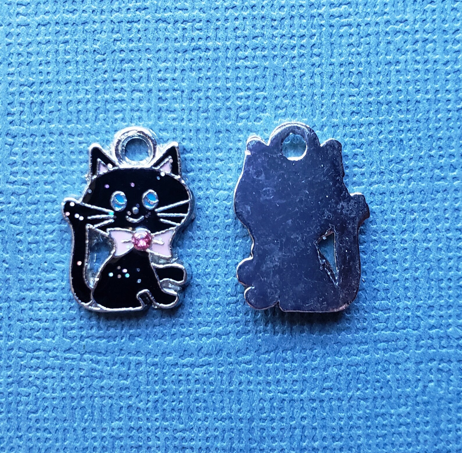 5 Cat Charms Cat Pendants Halloween Charm Enamel Cat Etsy