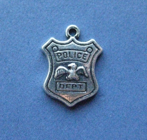 4 Police dept charms antique silver tone G59