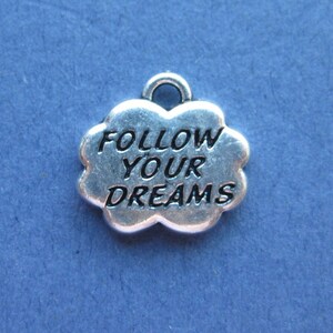 4 Follow Your Dreams Charms - Follow Your Dreams Pendants - Dream - Cloud Charm - Antique Silver - 14mm x 13mm -- (No.18-10029)