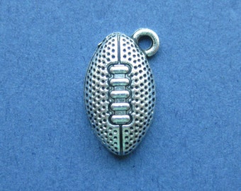 6 Football Charms - Football Pendant - Football - Sports Charm - Antique Silver - 17mm x 11mm -- (No.42-10673)