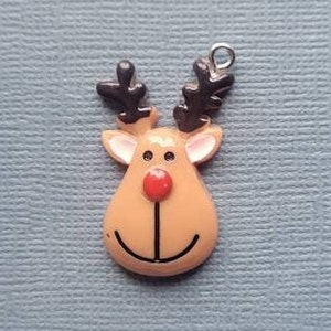 4 Rudolph Charm - Rudolph Pendant - Rudolph - Reindeer - Christmas -  Enamel - 20mm x 30mm  -- (No.97-12418)