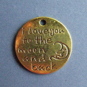 3 I Love You to the Moon and Back Charms - I Love You to the Moon and Back - Carved Charm - Antique Gold - 28mm  -- (10295-No.21)