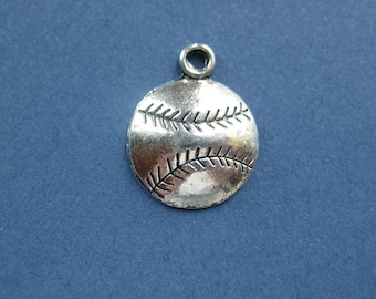10 Baseball Charms - Baseball Pendants - Sports Charm - Softball Charm - Antique Tibetan Silver - 18mm x 14.5mm -- (No.26-10474)