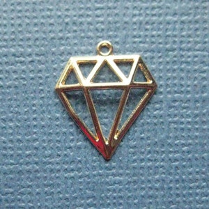 10 Diamond Charms - Diamond Pendants - Diamond Shape - Diamond - Gold Tone  - 16mm x 14mm - (B6-11013)