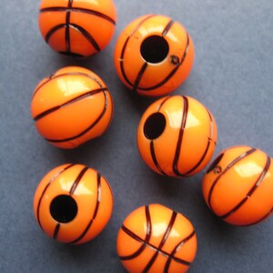 12mm Acrylic Basketball Beads, Sports Beads, Jewelry Making Beads,  Basketball Beads, Beads for Kids 