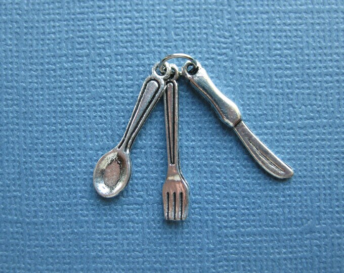 6 Silverware Charms Silverware Pendants Fork Spoon Etsy