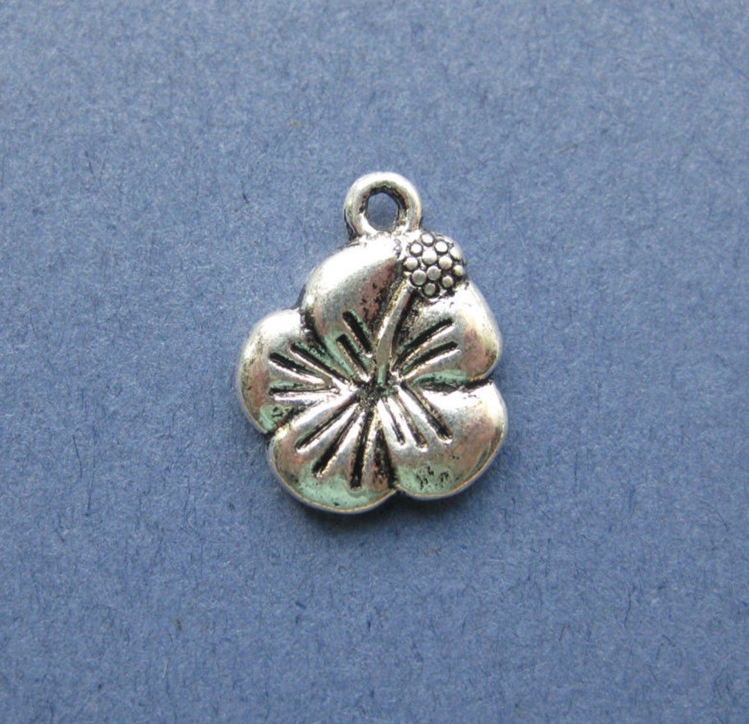 Hibiscus Flower Charms, 10mm, 12 Pieces - C161