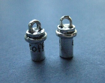 5 Coffee Cup Charms - Coffee Pendants - Coffee Charm - Coffee Cup - Drink Charms - Drinks - Coffee - 8mm x 15mm -- (B1-12139)