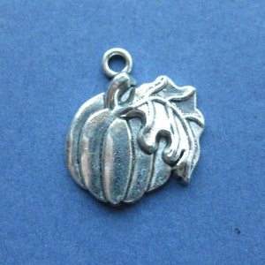 5 Pumpkin Charms - Pumpkin Pendants - Halloween Charm - Thanksgiving Charm - Fall Charm - Antique Silver - 21mm x 18mm --(No.5-10609)