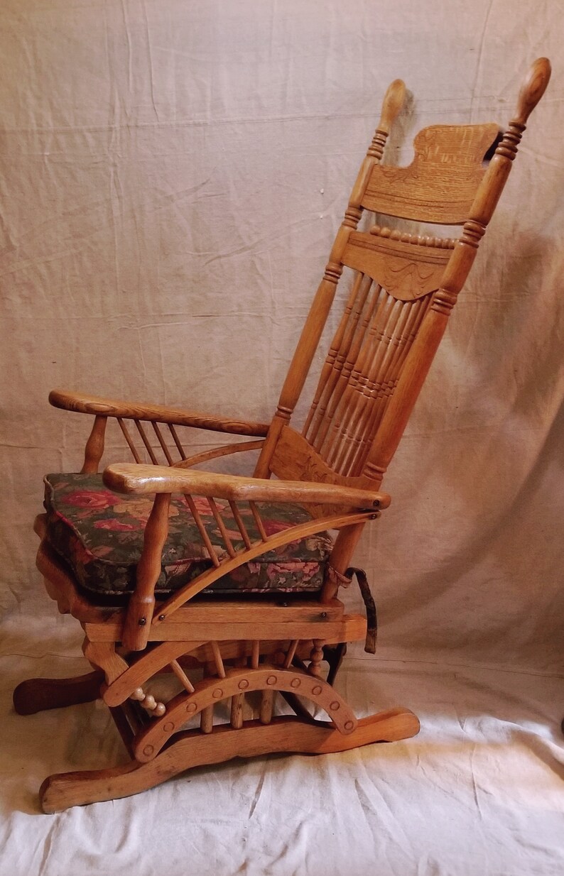 Antique Victorian Oak Gliding Rocking Chair Etsy