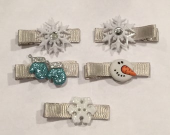 Snowflake Hair Clips, Winter Hair Clips, frosty hair clips,