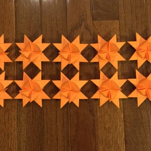 Set of 10 Moravian Stars, Froebel Stars, 3D Paper Stars, Orange Paper Stars, Moravian Paper Stars, Moravian Star Wedding, Froebel Gift