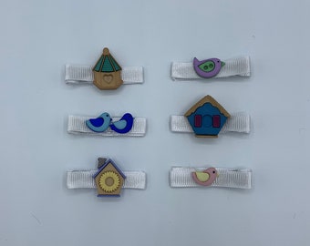 Birdhouse Hair Clips, Bird Hair Clips