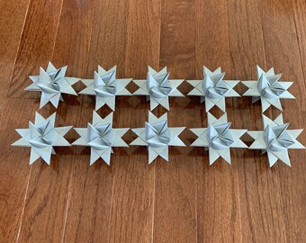 Set of 10 silver Moravian/Froebel Paper Stars, 3d Paper Stars, Moravian Paper Star, Moravian Star Wedding, Froebel Gift