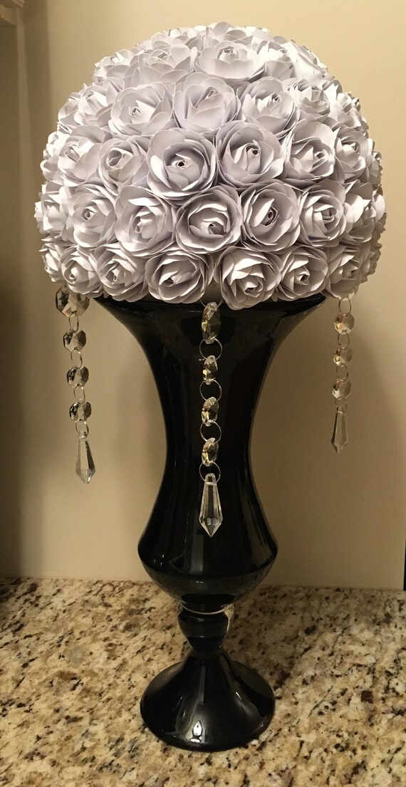 White Paper Rose Centerpiece | Etsy