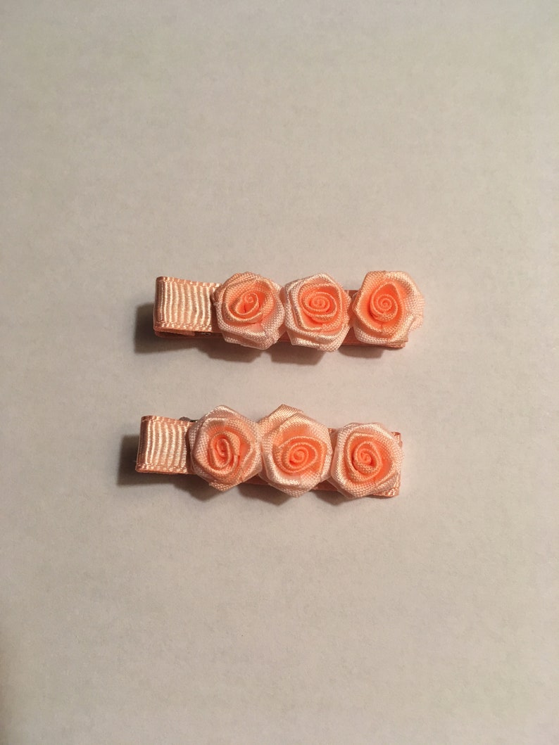 Rosette Hair Clips Purple Rosette Hair Clip Peach Rosette Etsy