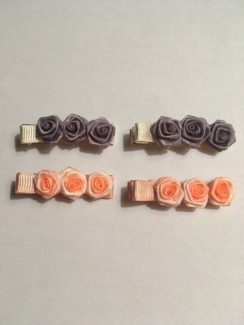 Rosette Hair Clips Purple Rosette Hair Clip Peach Rosette Etsy