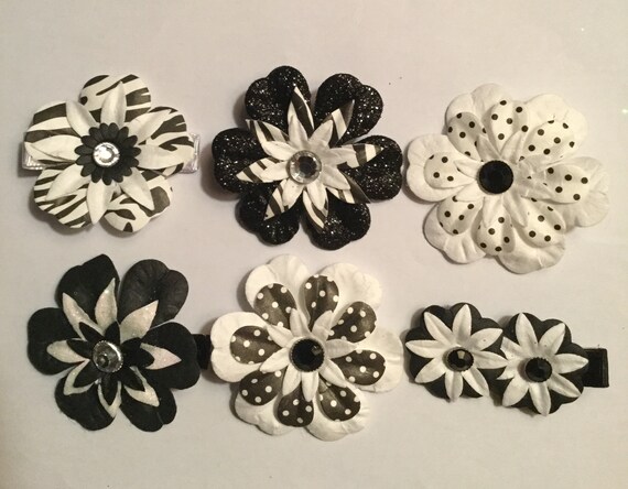 Black And White Hair Clip Bundle Etsy