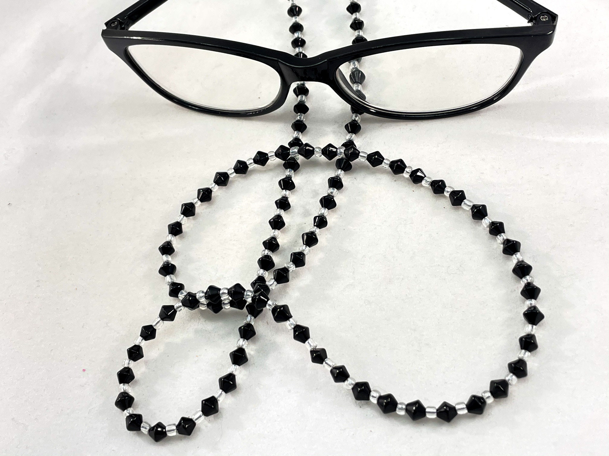 Black Glass Eyeglass Chainsunglass Chaineyeglass Etsy