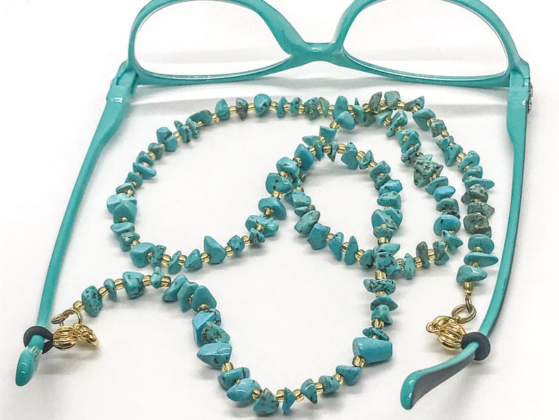 Turquoise and Gold Eyeglass Chainsunglass Chaineyeglass Etsy