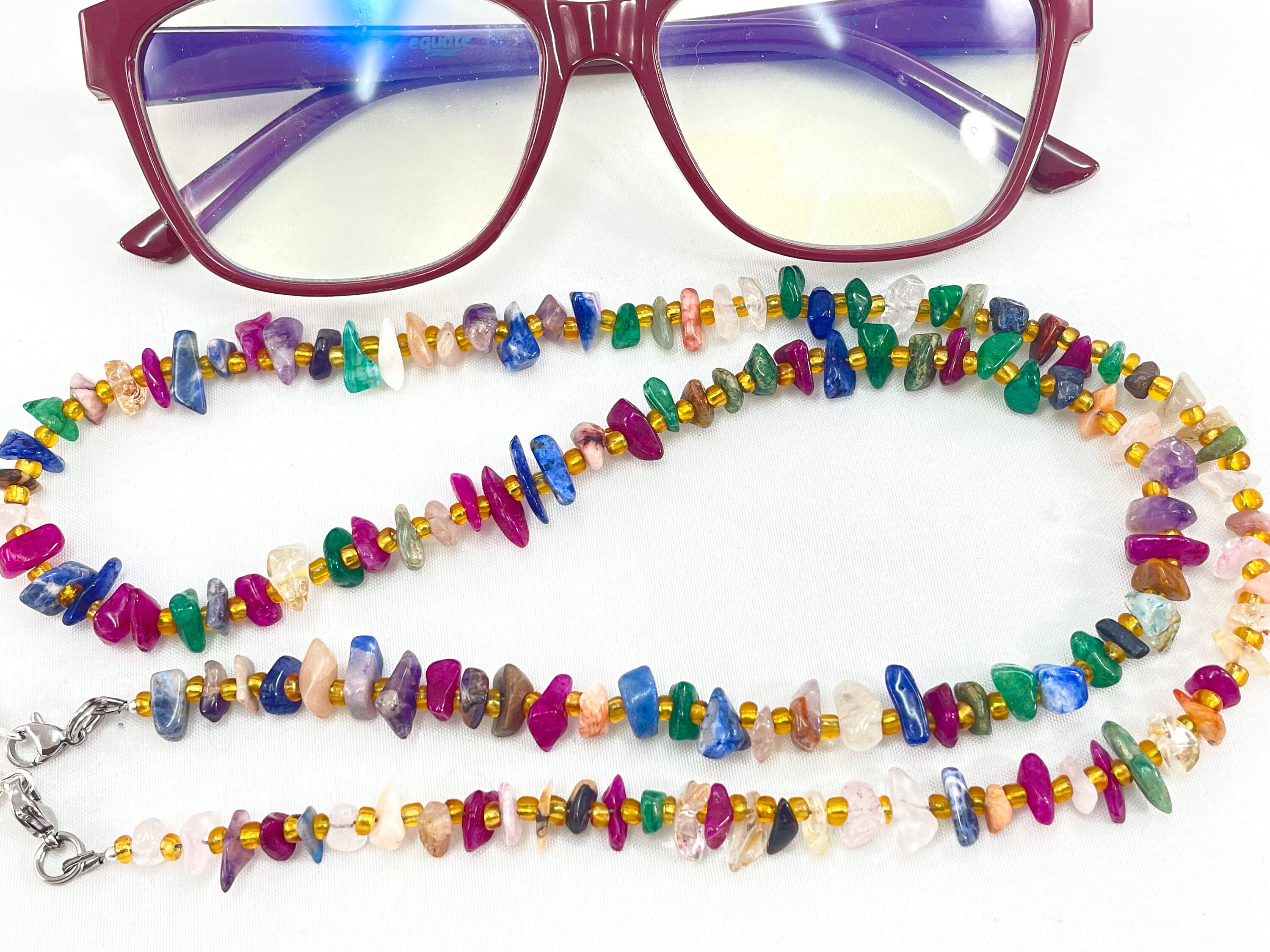 Multi Gemstone Eyeglass ChainSunglass ChainEyeglass Etsy