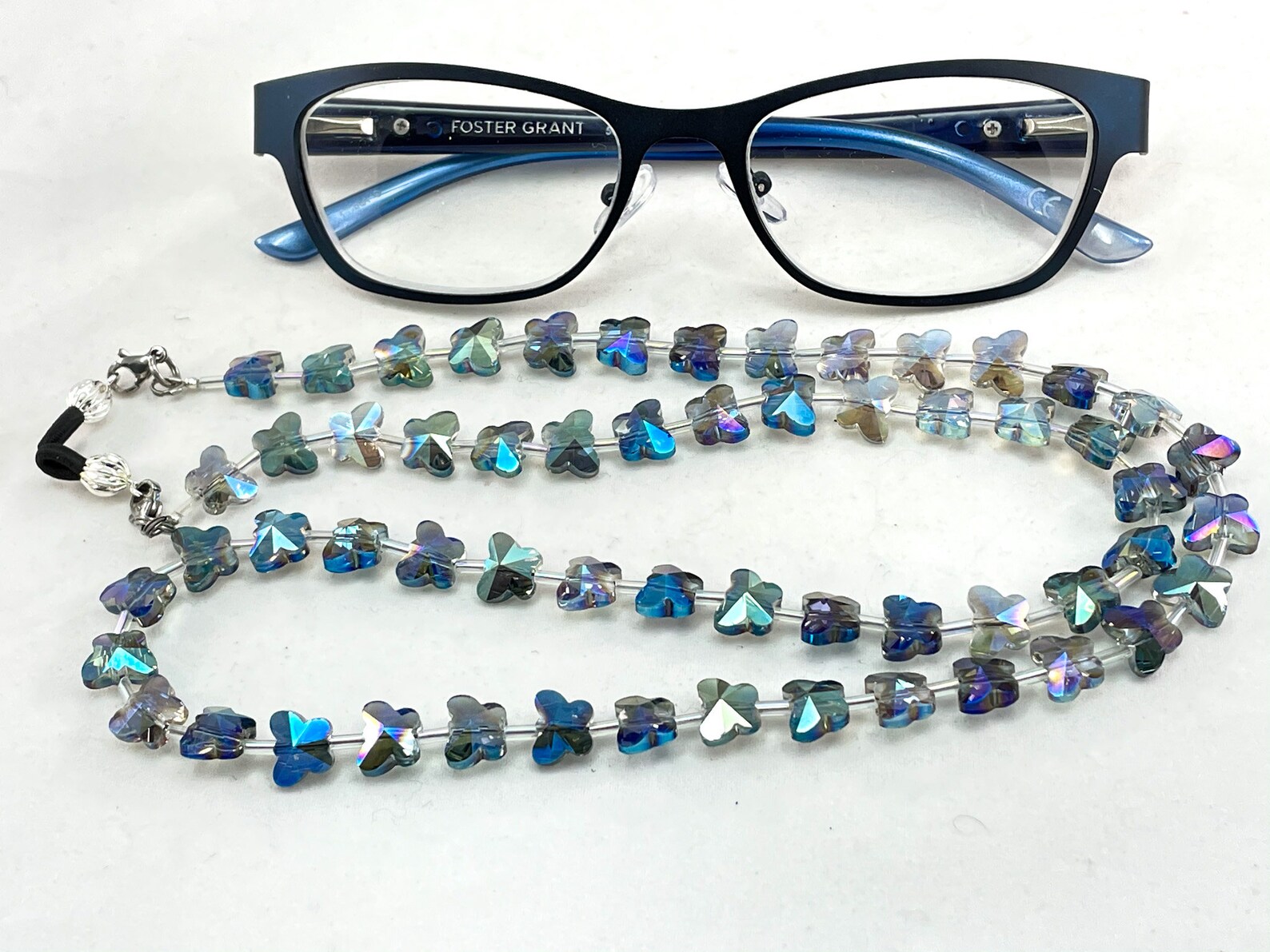 Blue Glass Butterfly Eyeglass ChainSunglass ChainEyeglass Etsy