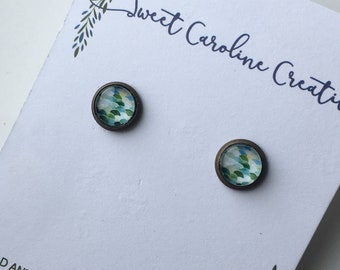 Tiny Stud Earrings - Antique Bronze 8mm.
