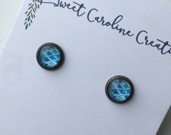 Tiny Stud Earrings - Antique Bronze 8mm.