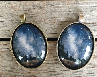 Large Oval Pendant - Camping